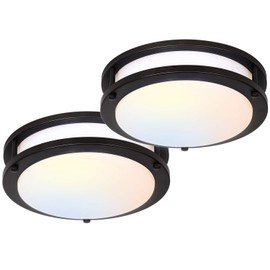 hykolity 13 inch Flush Mount LED Ceiling Light Fixture, 2700K/3000K/3500K/4000K/5000K Adjustable Ceiling Lights, Oil Rubbed Bronze Saturn Dimmable Lighting for Bathroom Kitchen, ETL Listed - 2 Pack