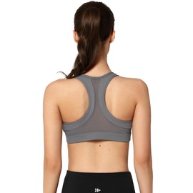 Yvette Zip Front Sports Bra - High Impact Sports Bras for Women Plus Size Workout Fitness Running,Grey,4XL Plus