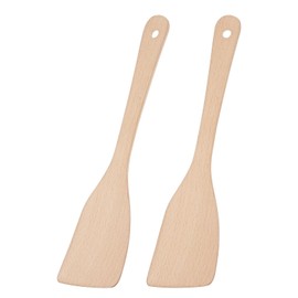 2pcs Long Handle Flat Wooden Spatula,13 Inch Wooden Spatulas for Cooking, for Non Stick Cookware Uncoated Beech Wood Kitchen Tools for Frying,Durable and Eco-Friendly