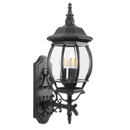 Krychiler Outdoor Wall Lantern, Wall Sconce Porch Lighting Fixture Exterior Wall Lantern Waterproof Sconce Porch Lights Wall Mount (Black, 3-Light)