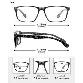 JOLISU 4 Pack Reading Glasses for Men Blue Light Blocking with Spring Hinge, Anti Eyestrain/UV Large Wide Square Readers for Men +2.00