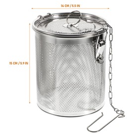 Hemoton Spice Seasoning Strainer, Large Capacity Stainless Steel Tea Mesh Tea Infuser Strainer with Extended Chain Hook for Brew Loose Leaf Tea and Spices & Seasonings, Sliver 5.52x 5.9in