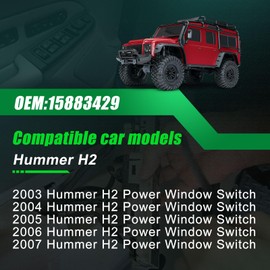 KUTTOLE Driver Power Window Switch & Bezel w/Folding Mirrors for 2003-2007 Hummer H2, Replaces 15883429 - Direct Fit!