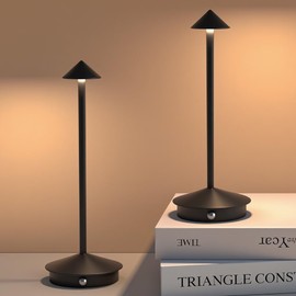 XIH 2 Pack LED Rechargeable Cordless Table Lamps,Portable Outdoor 5000mAh Battery Operated Table Light Touch Control 3 Color Dimmable for Patio/Cofee/Restaurant/Camping/Dining/Bedroom-Black