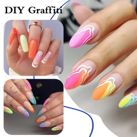 Nail Art Pens Set, 12 Colors Acrylic Paint Pens Fine Tip Nail Pens for 3D Nail Art, Line Drawing, Dotting, Flower Patterns Design, DIY Manicure