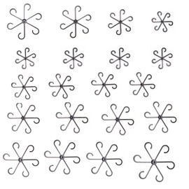 HJIAMA Pack of 20 Plant Clips, Flower Shape Plant Holder Clips, 4 Sizes, Plastic Flower Support, Black, Plant Support Round to Support Flowers