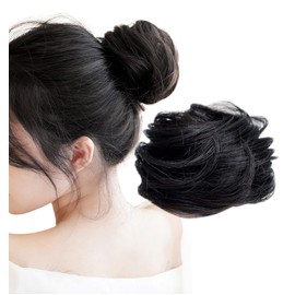 Herbeluemily Bun Wig, Extension, Partial Wig, Point Wig, Hair Extension, Black
