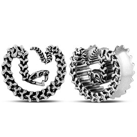 KOOBODY Pair of Retro Brass Ear Plugs Tunnel Cool Saddle Plugs Gothic Ear Gauges Expander Stretcher Piercing Gauge 0 g to 1 Inch, Copper, Sandstone