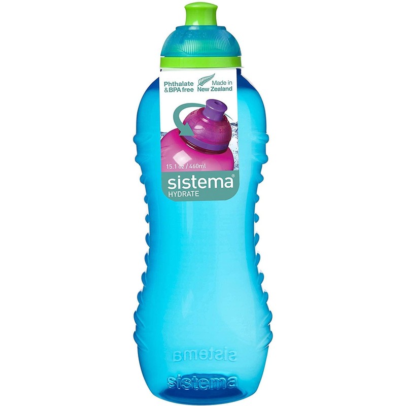 Sistema Twist 'n' Sip Plastic Water Bottle, Assorted Colours, 460