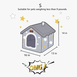 BXEBUI Dog House Indoor Memory Sponge, Foldable Dog House Kennel Bed Mat with Cushion for Small Medium Large Dogs Cats, Winter Warm Cat Nest Puppy Cave Sofa Pet Products (Small)