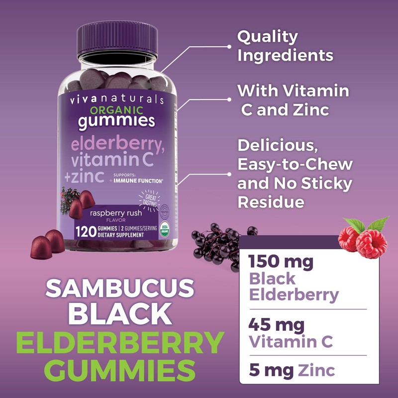 Viva Naturals Viva Naturals Organic Sambucus Elderberry Gummies for Adults