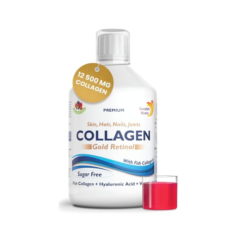 Premium Swedish Collagen, Hydolyzed 12500 mg Marine Collagen, Sugar-Free, Berry