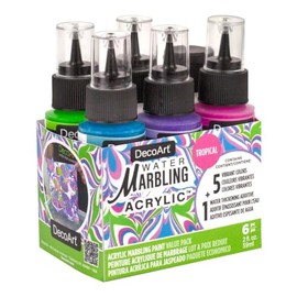 DecoArt Water Marbling Acrylic Paint - Tropical, Set of 6, 2 oz