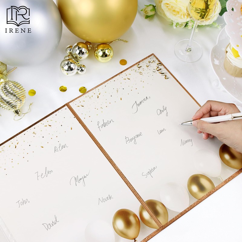 IRENE Guest Book for DIY, Blank Dark Gold Party Decoration