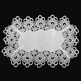 Emma Barclay Lucinda Embroidered Tray Cloth in Cream - 12x18 (30x46cm)