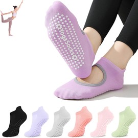 OIUINMMH Calcetas para Pilates Mujer 6pk, Calcetines yoga Antideslizantes para Mujer, Antibacteriano y transpirable, Calcetas yoga Mujer para yoga,Ballet,Viajar,entrenamiento y hospital
