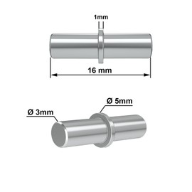 Stahlia Shelf Support 3 mm x 16 mm for 3 mm Bore | Pack of 50 Made of Galvanised Steel | Shelf Holder Shelf Brackets Shelf Brackets Shelf Holders with Retaining Ring for Shelves, Wooden Floors