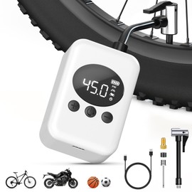 Mini Bike Pump, 150 PSI Portable Electric Bike Air Pump with Gauge, Presta and Schrader Valve, Auto Shut-Off Type-C Rechargeable Tiny Tire Inflator for Bicycle, Motorcycle and Ball