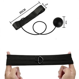 Boxing Ball Punching Ball Moving Vision Reflexes Hitting Punching Practice Stress Relief with Nylon Headband for Outdoor Bedroom Beginner Fitness (Black Ball)
