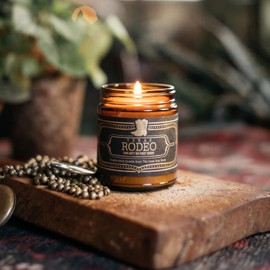 Jackson Vaughn Scented Texas Candle | Aromatherapy Long Lasting Candles Luxury Home Fragrance Decor Gifts Hand Poured Soy Wax Blend Notes of Leather, Patchouli, Spice 40 Hour Burn 9oz (Texas Rodeo)
