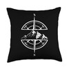 Compass Rose Mountain Scene Hiking Backpacking Nature Lover Throw Pillow