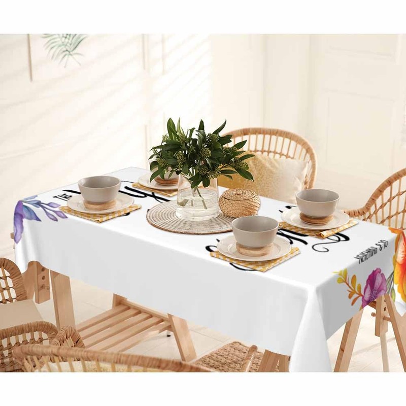 Flower Modern Quartz Table Cloth for Rectangle Table 60x84 Inch