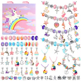 Raoclay Bracelets Make Your Own Children's Set, Gifts for Girls 5 6 7 8 9 10 11 12 Years, Charm Bracelet Jewellery Crafts Girls, Bracelet Making Kit as Birthday Gift, Christmas Gifts