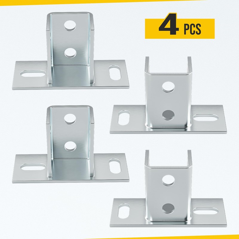 4 Pack Post Base for 1-5/8" Single Strut Channel, Ground