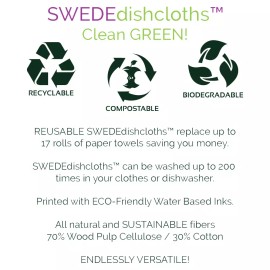 SwedeDishcloths Mixed Birds on Wire Set of 3 each Swedish Dishcloths | ECO Friendly Absorbent Cl