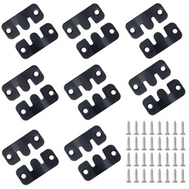 16 PCS Interlocking Flush Mount Bracket Black Stainless Steel Picture Hangers Heavy Duty Headboard Hangers for Wall, Wall Mounting Hardware (Black)