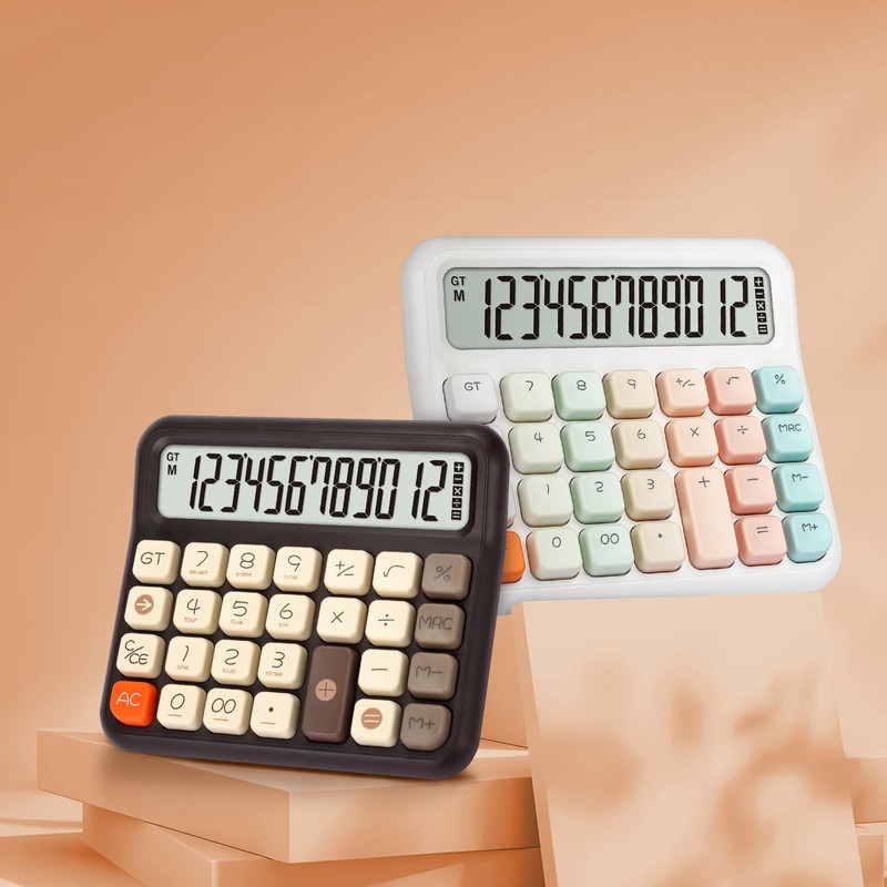 Pendancy Desk Calculator 12 Digit, Retro Cute Basic Calculator with