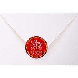 Bundleofbeauty Item#4590 Bridgt and Vivid 50pack Rustic Glitter Red and Gold Merry Christmas Envelope Stickers Seals
