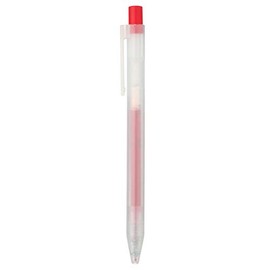 Mu-in Ryohin Smooth Writing Gel Ink Ballpoint Pen, Red, 0.5mm Core Diameter, Retractable, 02794149