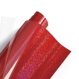 Poli-flex® STARFLEX Transfer Film for Textiles - Holographic Effect Film for Iron-on, Plotter Film for DIY Shirts, Red, 30.5 cm x 61 cm