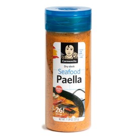 Carmencita. Seafood Paella. Dehydrated Broth with Saffron. Restaurant size. 337g (11.89oz).