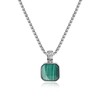 COAI Stainless Steel Box Chain Malachite Necklace for Men 20"