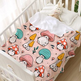 Atthadassi Cute Mushroom Head Soft Blanket All Season Throw Blanket Fleece Blankets Bed Sofa 50"x40"