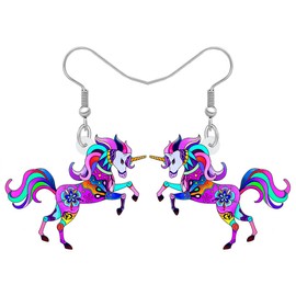 BAMAY Fantasy Horse Unicorn Earrings Acrylic Anime Dangle Earrings Charms Unicorn Gifts for Women Girls, Acrylic, No Gemstone
