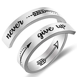 Gleamart Inspirational Ring Stainless Steel Engraved Keep Going Ring Gift Never Give Up