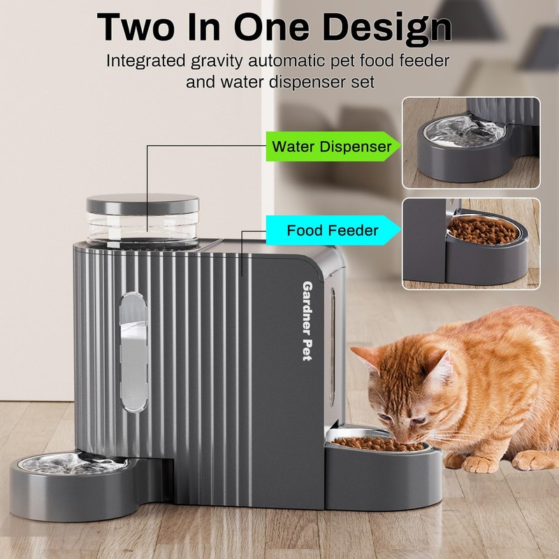 Gardner Pet Automatic Gravity Cat Food Feeder and Water Dispenser