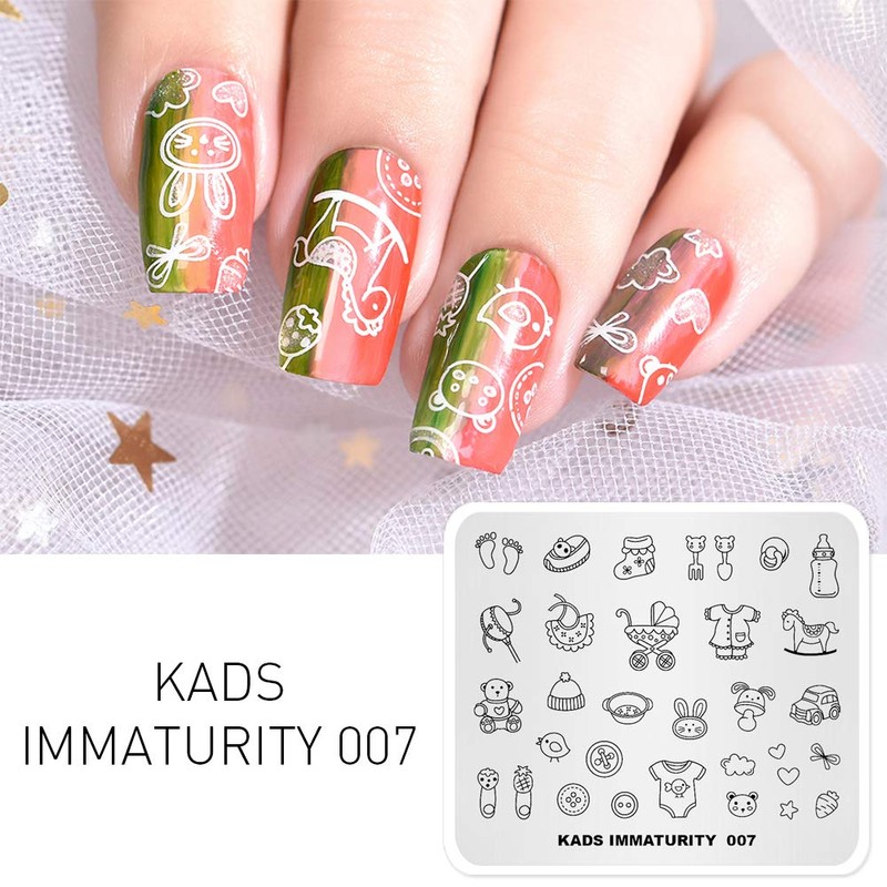 KADS Nail Art Image Stamping Plates Baby Immaturity Cute DIY