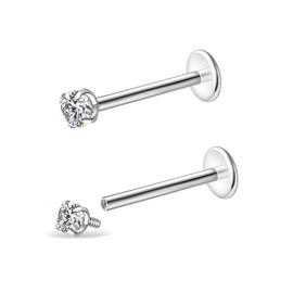 Moissanite Lip Stud for Women - 1 Pcs 16G/18G Titanium Alloy Lip Ring Studs Moissanite Diamond Internal Threaded Piercing Helix Jewelry 8mm/10mm/12mm Length, 18G/1.0MM, Titanium, no gemstone