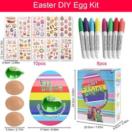 Abnaok Easter Egg Machine, Easter Egg Decoration Set, Easter Egg Decorating Machine with Spinner, Egg Painting Machine, Painted Gift for Children, DIY Easter Eggs Decoration