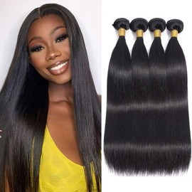 Straight 4 Bundles Human Hair 400g/Pack 16 18 20 22 Inch 12A Unprocessed Black Soft Double Weft Quick Wave Extensions for Women