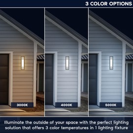 LUXRITE LED Outdoor Wall Light, 23.62in Modern Outdoor Wall Sconce, 3CCT 3000K 4000K 5000K, 20W Aluminum Exterior Light Fixture, IP65 Waterproof, Outside Lights for House, Porch, Patio, Garage