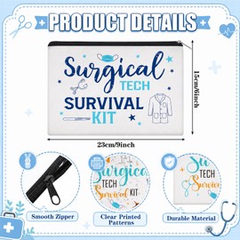 SilTriangle 10 Pcs Surgical Tech Week Gift Cosmetic Bag Surgical Tech Survival Kit Travel Accessories Surgicals Technologist Appreciate Gift Bulk Makeup Bag for Women Doctor Staff Coworker