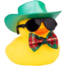 CoFuBcad Rubber Duck Car Dashboard St. Patrick's Day Decoration Cute Car Ornaments Accessories with Lucky Green Shamrocks Hat, Bow and Sunglasse(A7)