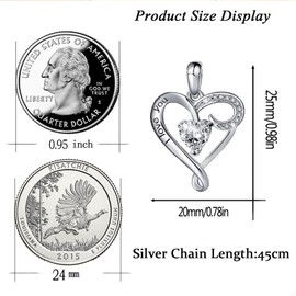 Shuxin Silver Necklace for Women, Silver Necklace Jewellery Gifts for Mum Wife Girlfriend Her, 925 Sterling Silver Love Heart Pendant & 45cm Chain, Gift for Christmas Valentines Birthday Mothers Day