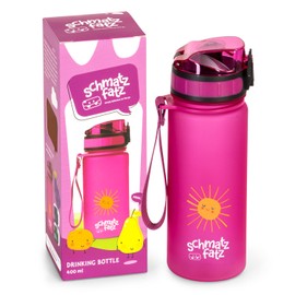 schmatzfatz Kinder Trinkflasche 400ml, Sport für Schule Kindergarten, 1-Klick Verschluss, Geschmacksneutrale Wasserflasche, Auslaufsicher mit Fruchteinsatz, BPA-Frei