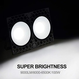 Viugreum 100W LED Flood Lights, IP65 Waterproof Outdoor Super Bright Security Floodlights, 9000 Lumen, 500W Halogen Bulb Equivalent, 6500K Daylight White Wall Lights for Garage, Garden, Lawn, Yard